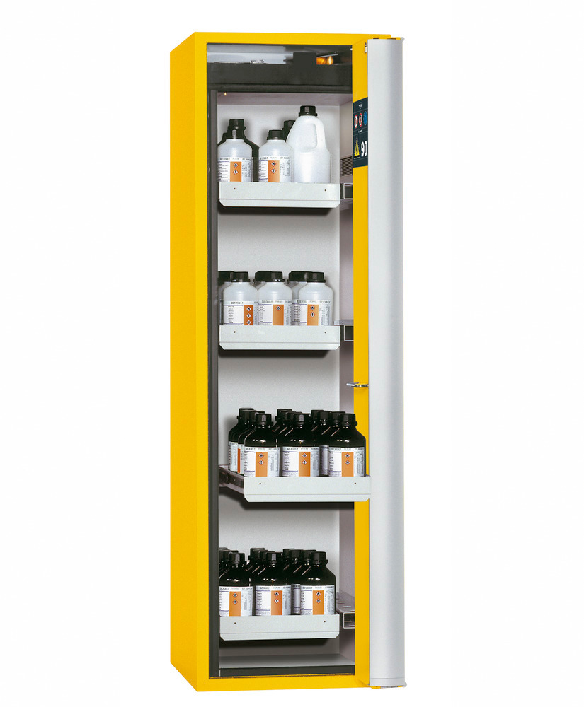 Protipožární skříň na nebezpečné látky GF-601.4 „one touch“, 4 výsuvné vany, pravé dveře, žlutá - 1
