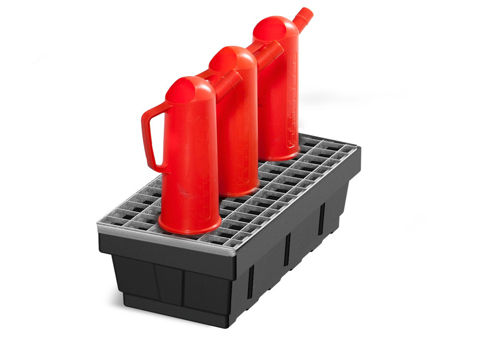 Cubeto para recipientes pequeños en polietileno (PE), con rejilla galvanizada, 5 litros, base-line - 1