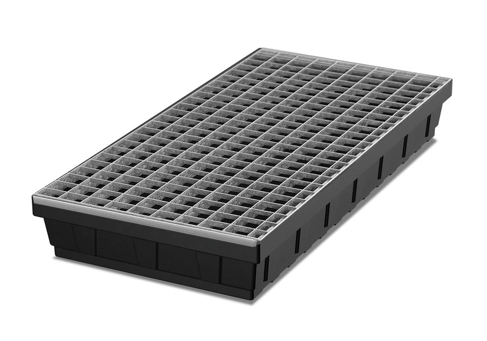 Spill tray for small containers base-line in polyethylene (PE) with galvanised grid, 24 litres - 1