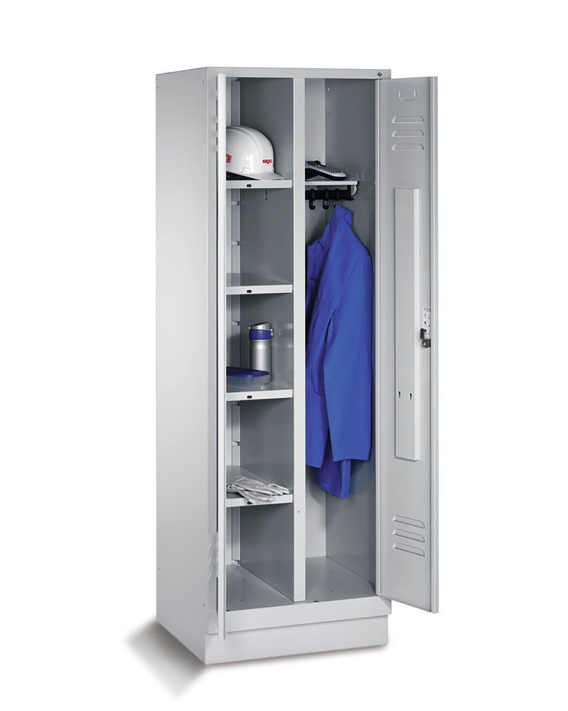 Locker Cabo, 4 shelves, clothes rail, W 610, D 500, H 1800 mm, base, grey - 1