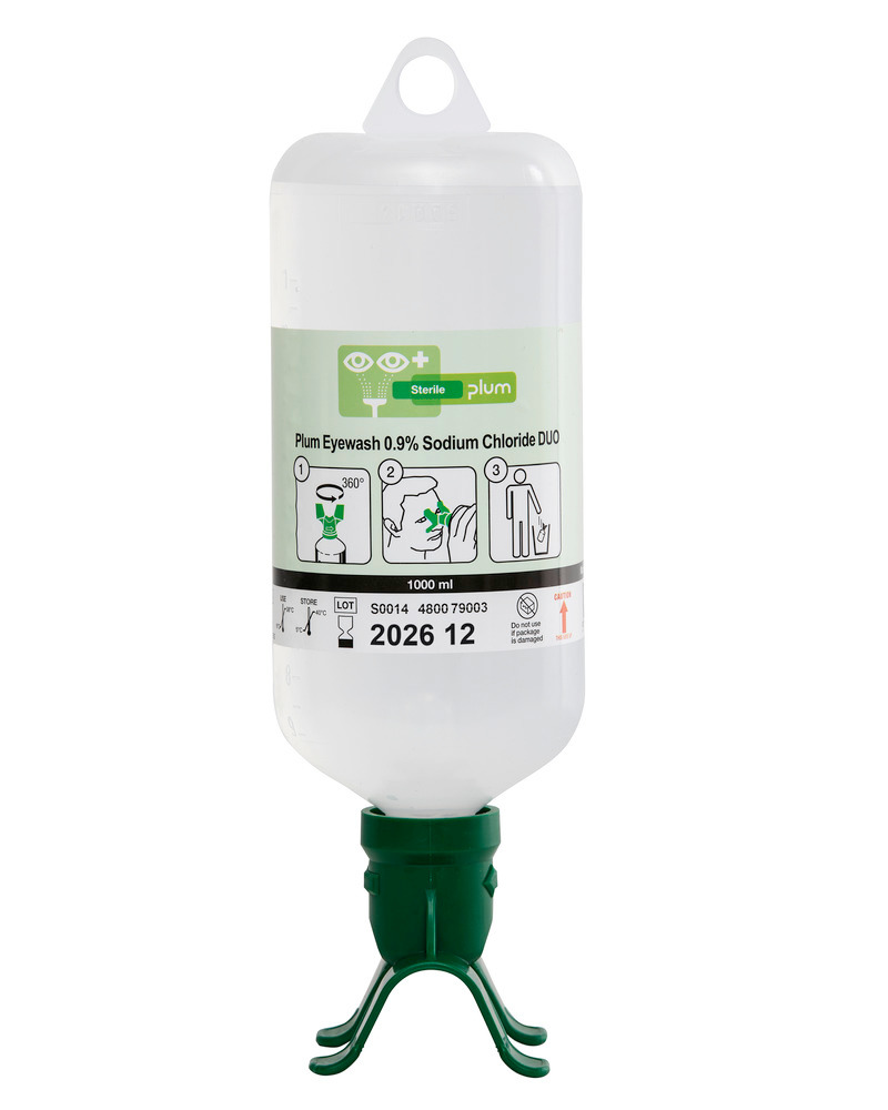 Eye rinse bottle DUO, with 1000 ml 0.9% - 1