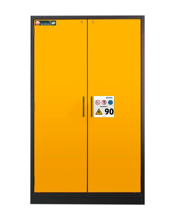 Tűzálló veszélyes anyag tároló szekrény Select W-123, 3 polclap, sárga ajtó - 3