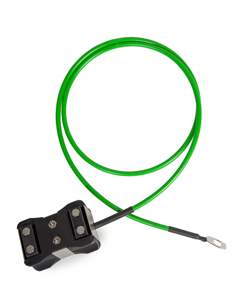 Aimant manuel de mise à la terre EM-HX, câble en acier vert, 3 m, œillet, pour fûts de 50-200l, ATEX - 1