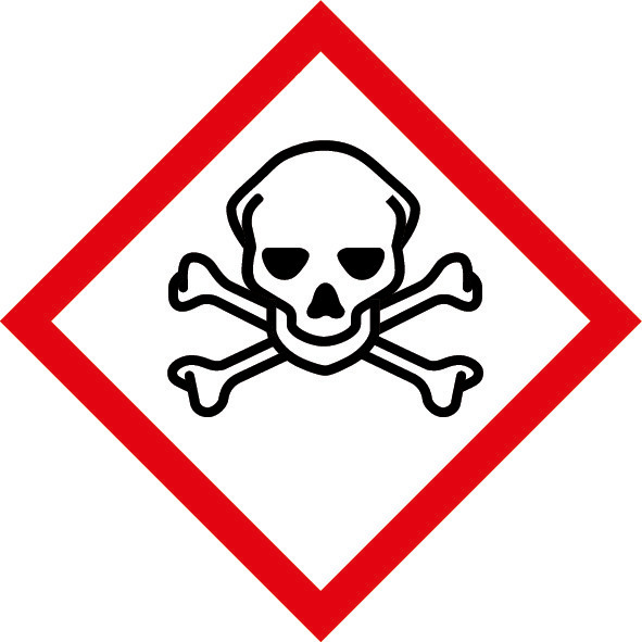 GHS 06 skylt, symbol "Giftigt", plastfolie, 37x37 mm, ark med 12 st - 1