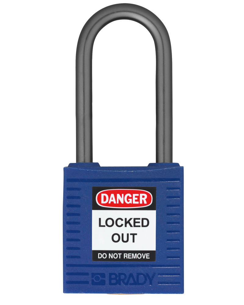 Cadenas de sécurité compact, clés uniques, hauteur d'arceau 38 mm, bleu, 6 pcs - 1