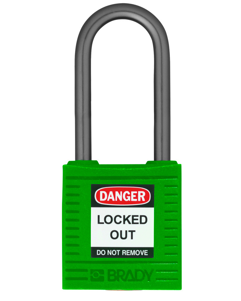Compact safety lock, keyed different, clear shackle height 38 mm, green, 6 pcs. - 1
