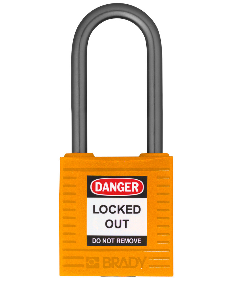 Cadenas de sécurité compact, clés uniques, hauteur d'arceau 38 mm, orange, 6 pcs - 1