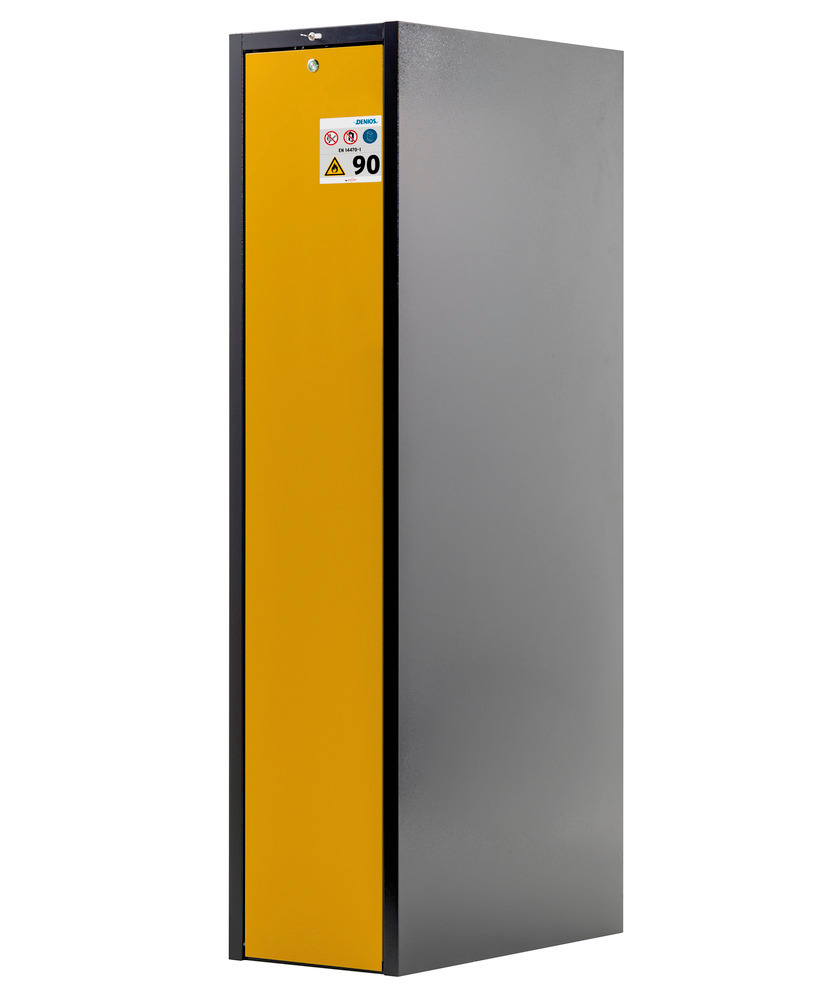 Brandklassat kemikalieskåp asecos Slim-Scoper, 45-4 utdragbart med gul dörr, 4 hyllor - 2