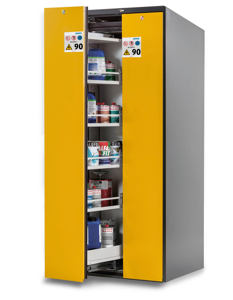 Wide-Scoper asecos, armadio antinc. 81-10 per sostanze peric., 2 cassetti verticali, porta gialla - 1