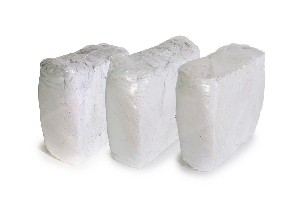 Chiffons de nettoyage BW, en drap de coton blanc, 3 cartons de 10 kg - 1