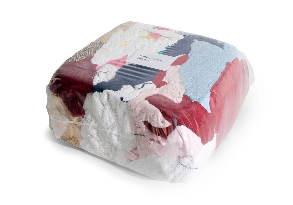 Chiffons de nettoyage en tissu éponge multicolore, 1 palette, 30 cubes pressés de 10 kg - 3