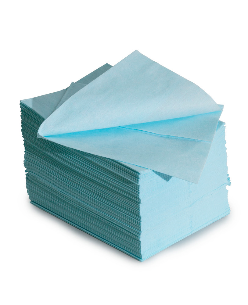 Solvent resistant cleaning cloths, z-fold, 1 dispenser box, turquoise - 1
