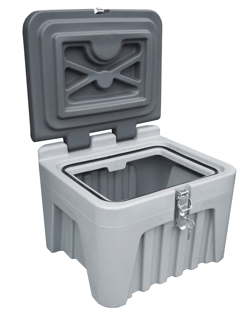 Univerzálny box z plastu (PE), šedý, uzamykateľný, objem 29 litrov - 2