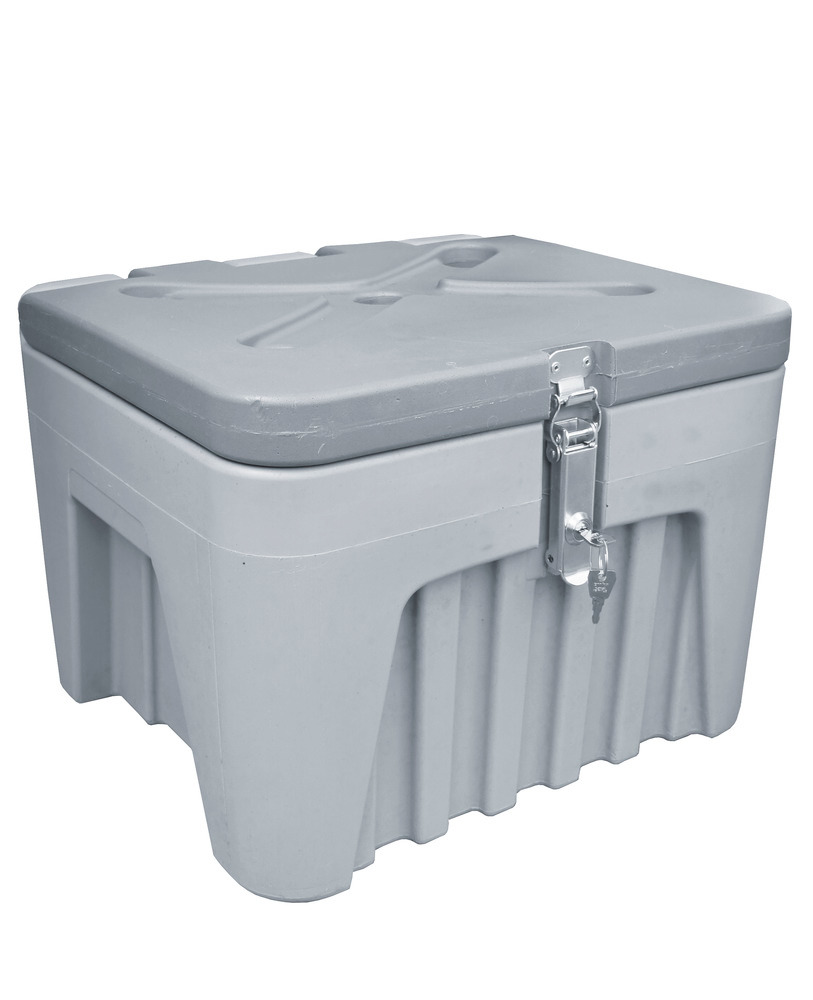 Caja universal, en plástico (PE), gris, con cerradura, volumen 29 litros - 1