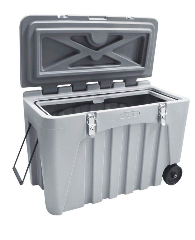 Universalbox av plast (PE), grå, låsbar, med hjul, volym 104 liter - 3