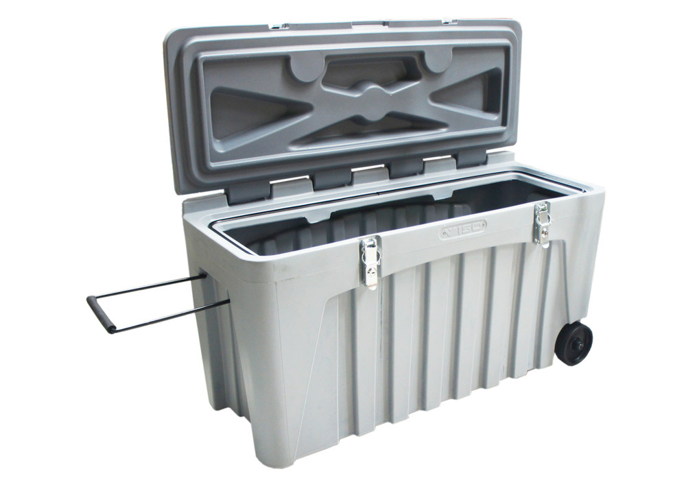 Universalbox av plast (PE), grå, låsbar, med hjul, volym 140 liter - 2