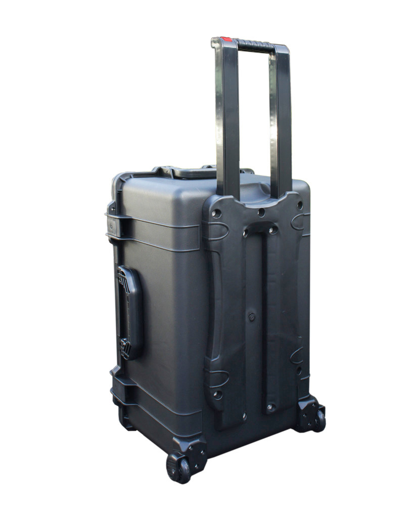 Valise en plastique (PP), noire, avec mousse à l’intérieur, roulettes, volume de 37 litres - 4