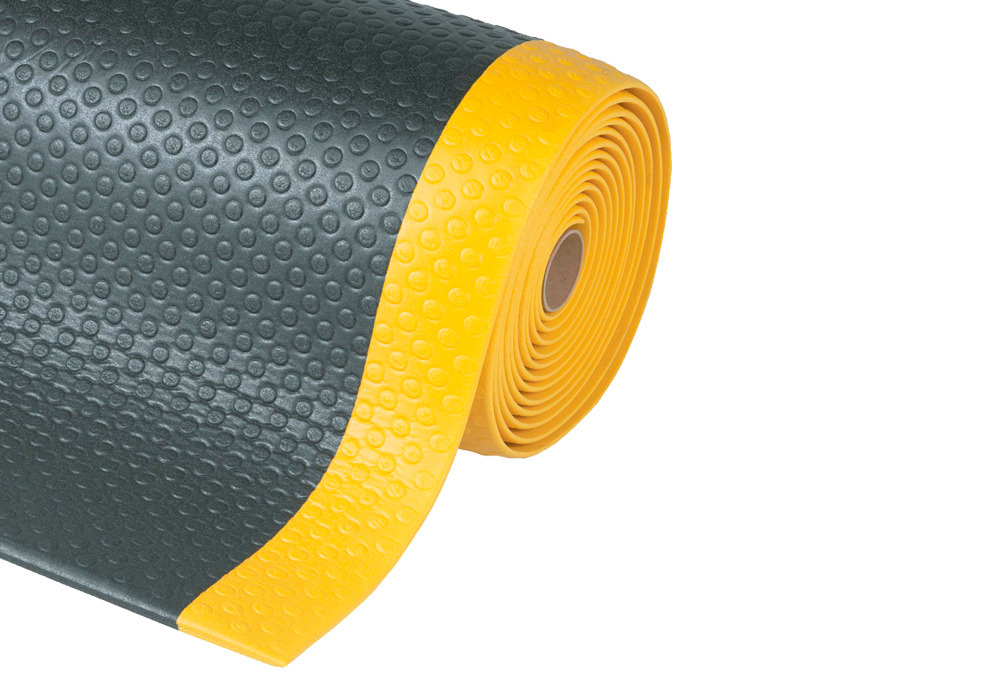 Anti-fatigue mat BS 9 K, PVC, black/yellow, width 91 cm, length max. 18,3 m - 1