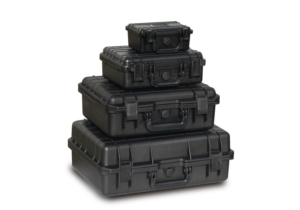 Bezpečnostný kufor z plastu (PP), čierny, s penovou vložkou, objem 6 litrov - 9