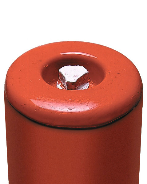 Lezáró oszlop, kivehető, tűzihorganyzott piros-fehér festett Ø 60mm, 1 akasztószemmel, dűbelezhető - 5