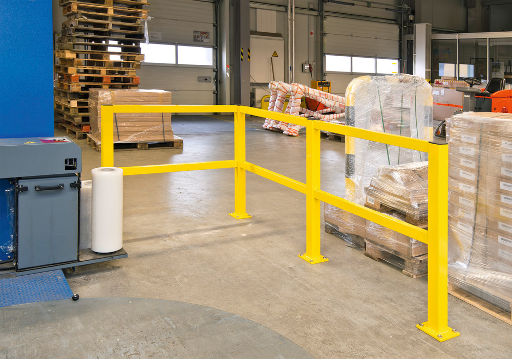 Impact protection railings in steel, 1000 mm, plastic coated, yellow, 3 mm thick, indoor use - 2