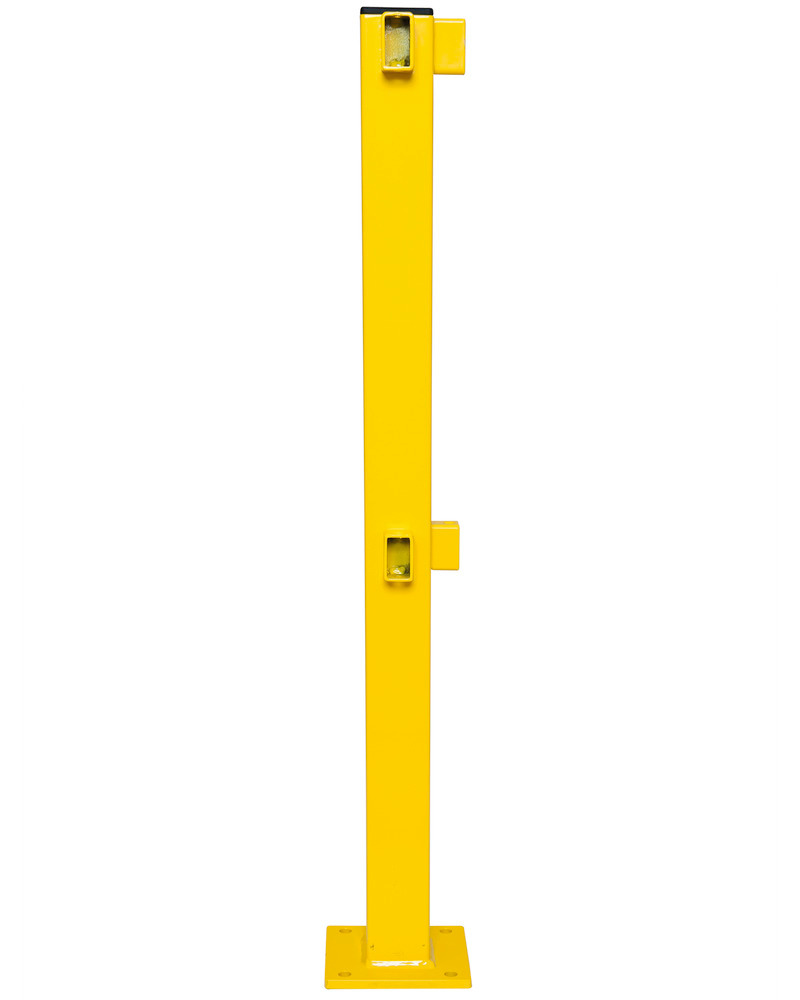 Corner post, plastic coated, for assembly with railings