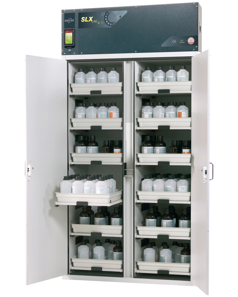 asecos ventilated acid and alkali cabinet Custos, with 12 pull-out shelves, type C-1212 - 1