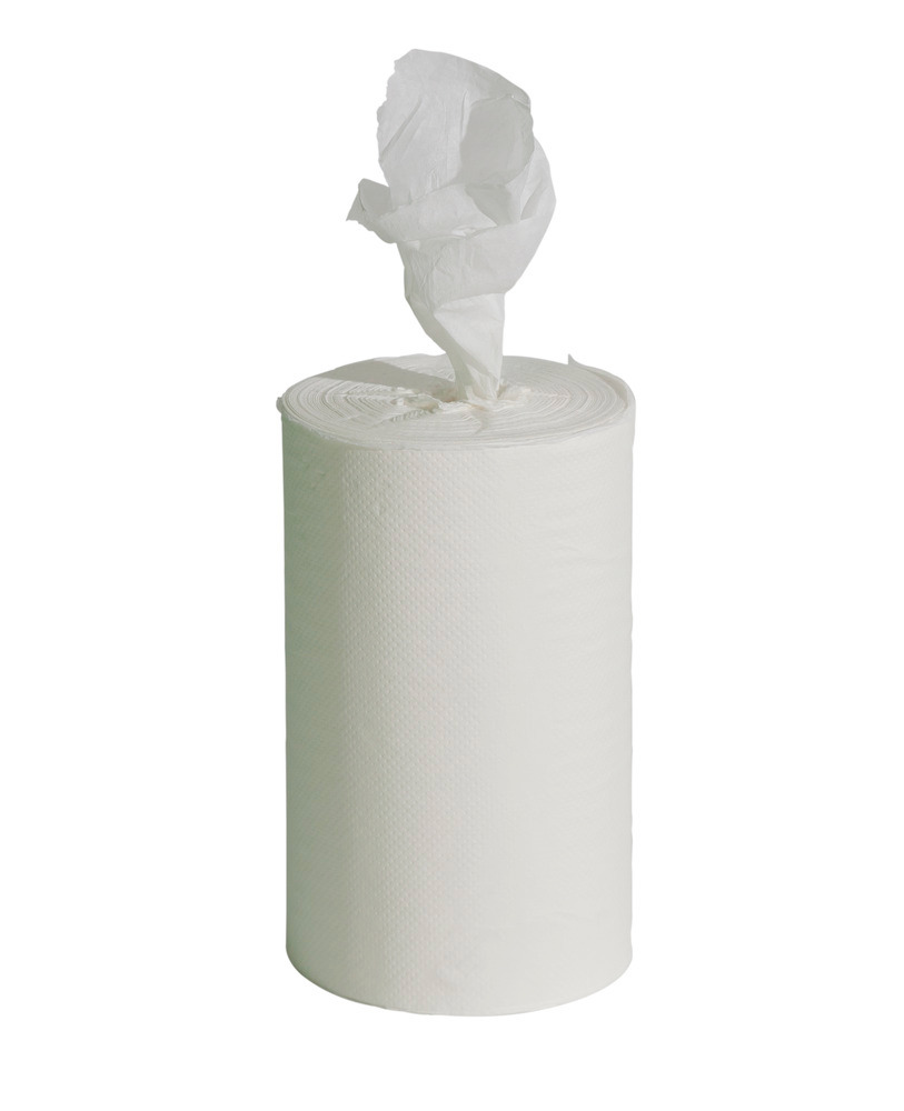 Papírové čistící utěrky, bílé, 1-vrstvé, 12 rolí à 125 m, šířka 22 cm - 1