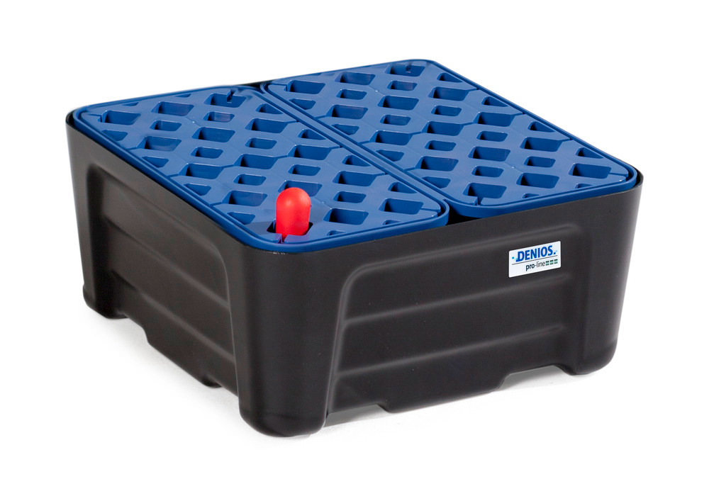 Spill tray for small containers pro-line in polyethylene (PE) with PE grid, 24 litres, 400x400x180 - 1
