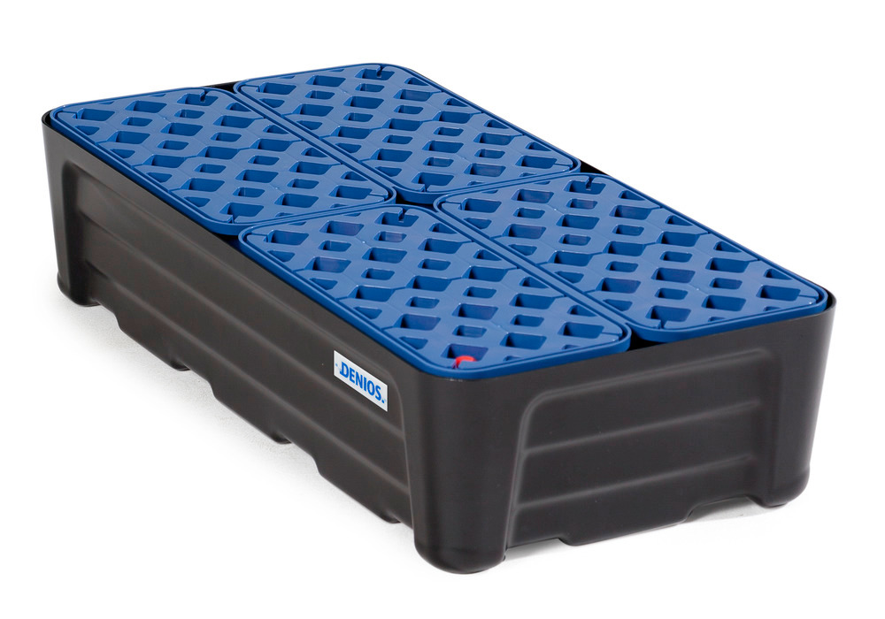 Spill tray for small containers pro-line in polyethylene (PE) with PE grid, 48 litres, 784x400x185