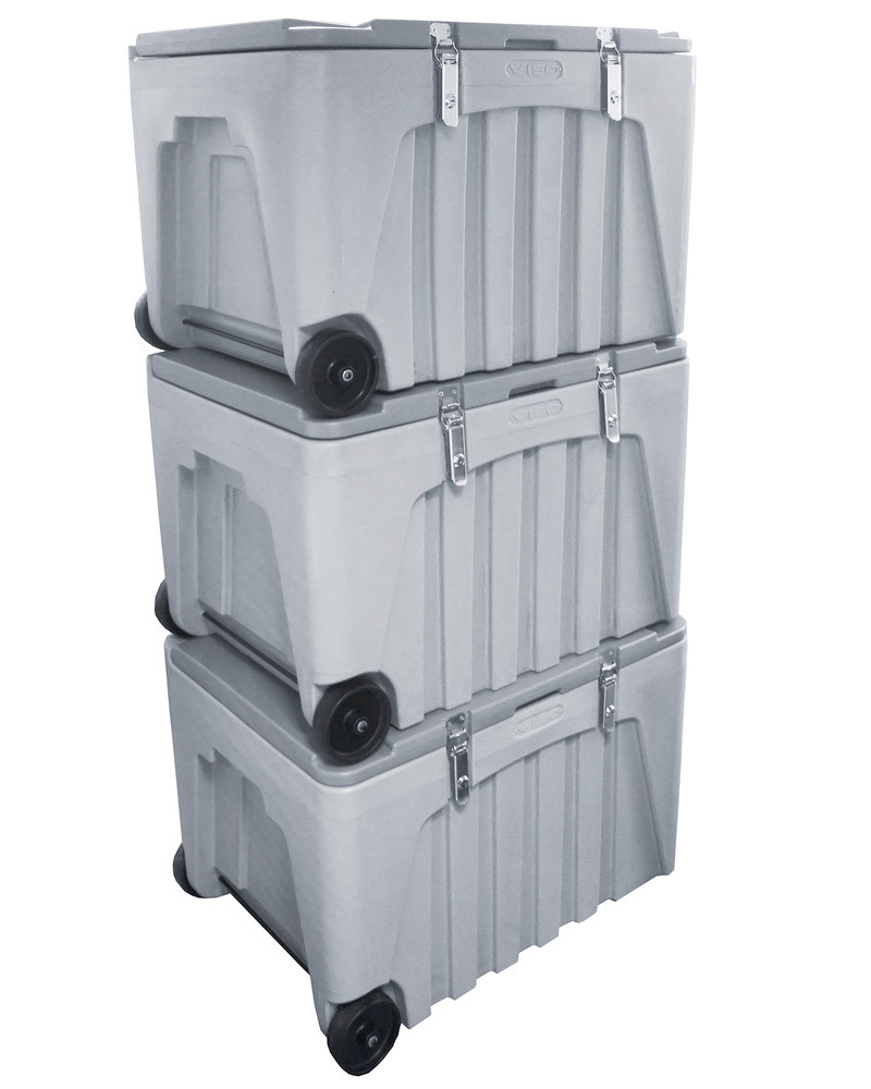Universalbox av plast (PE), grå, låsbar, med hjul, volym 104 liter - 8