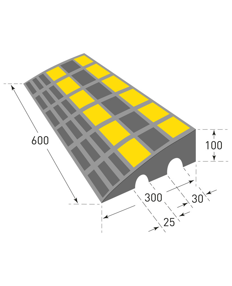 Kerb ramp, rubber, black-refl. yellow, incl. anti-slip surface, H 100 mm - 4