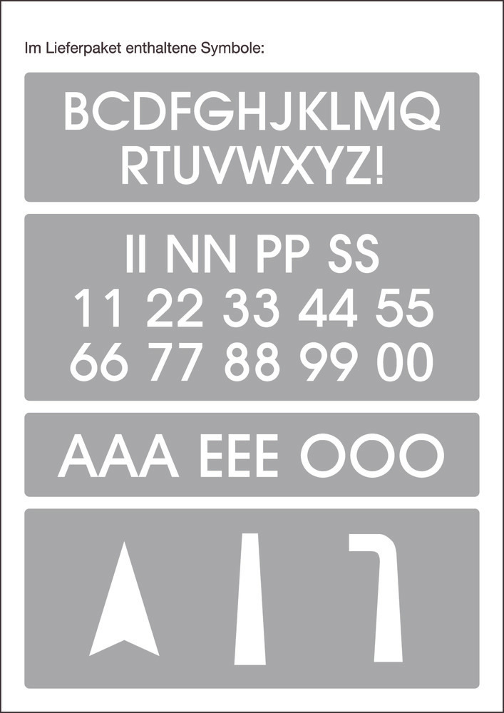 Template set, letter height 300 mm - 2