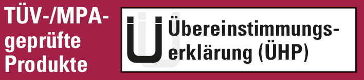 Logo TÜV-/MPA- geprüfte Produkte