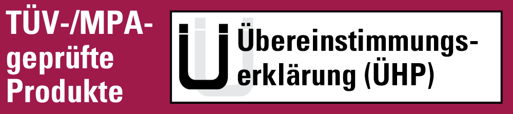 Logo TÜV-/MPA- geprüfte Produkte