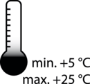 Piktogramm Temperatur min. +5°C max. +25°C